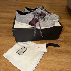 Gucci Men's Bambi Web Metallic Sneakers (Gifted by Mariah Carey)